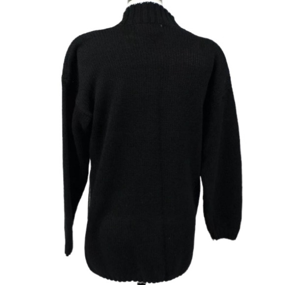 Vintage 80s Beldoch Popper Black Floral Mock Neck Knit Sweater - Picture 8 of 8